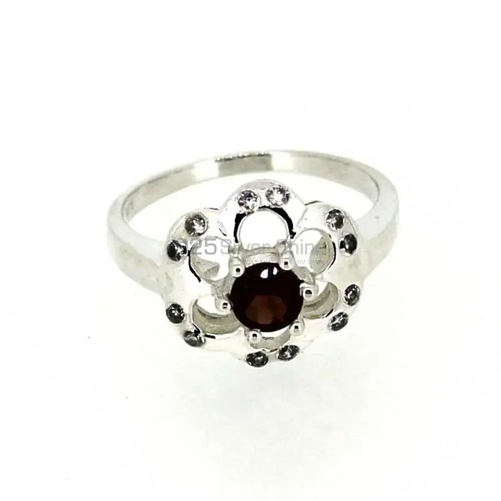 Flower Sterling Silver Garnet Rings Jewelry 925SR041-1_3