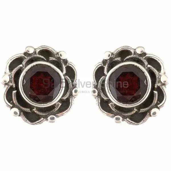 Semi Precious Garnet Gemstone Earrings In 925 Sterling Silver 925SE1169
