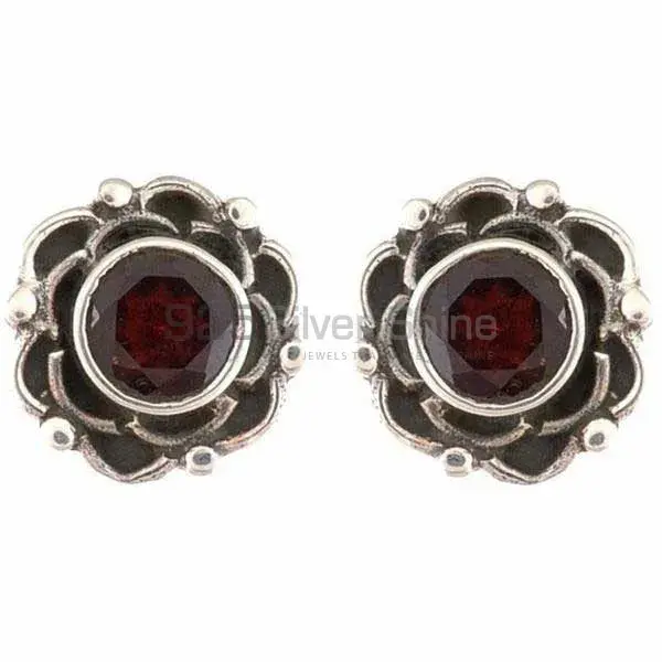 Semi Precious Garnet Gemstone Earrings In 925 Sterling Silver 925SE1169_0