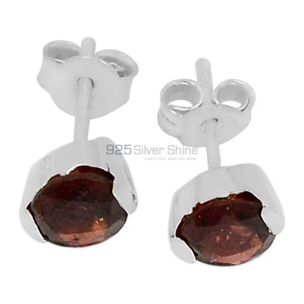 Semi Precious Garnet Gemstone Earrings In 925 Sterling Silver 925SE546_0