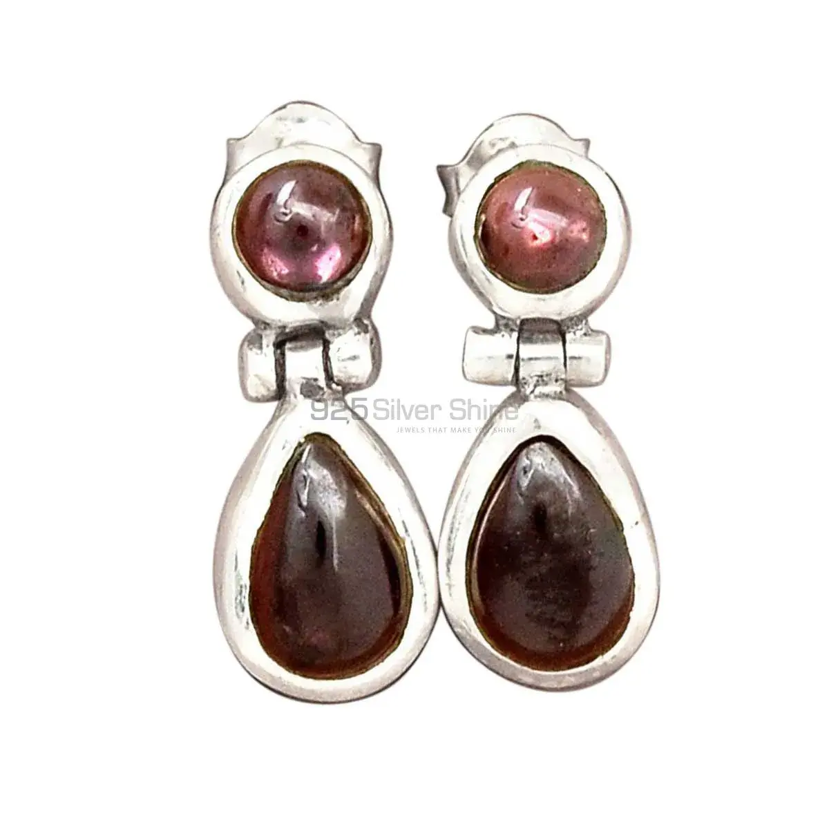 Semi Precious Garnet Gemstone Earrings Manufacturer In 925 Sterling Silver Jewelry 925SE2215