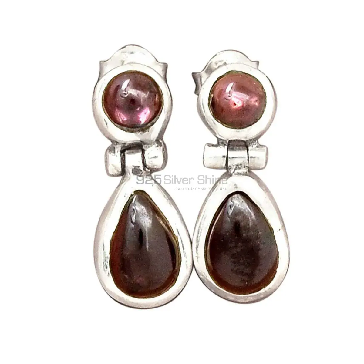 Semi Precious Garnet Gemstone Earrings In 925 Sterling Silver Jewelry 925SE2215_0