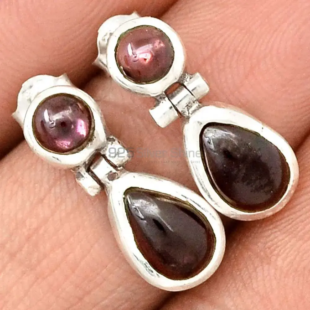 Semi Precious Garnet Gemstone Earrings Manufacturer In 925 Sterling Silver Jewelry 925SE2215_0