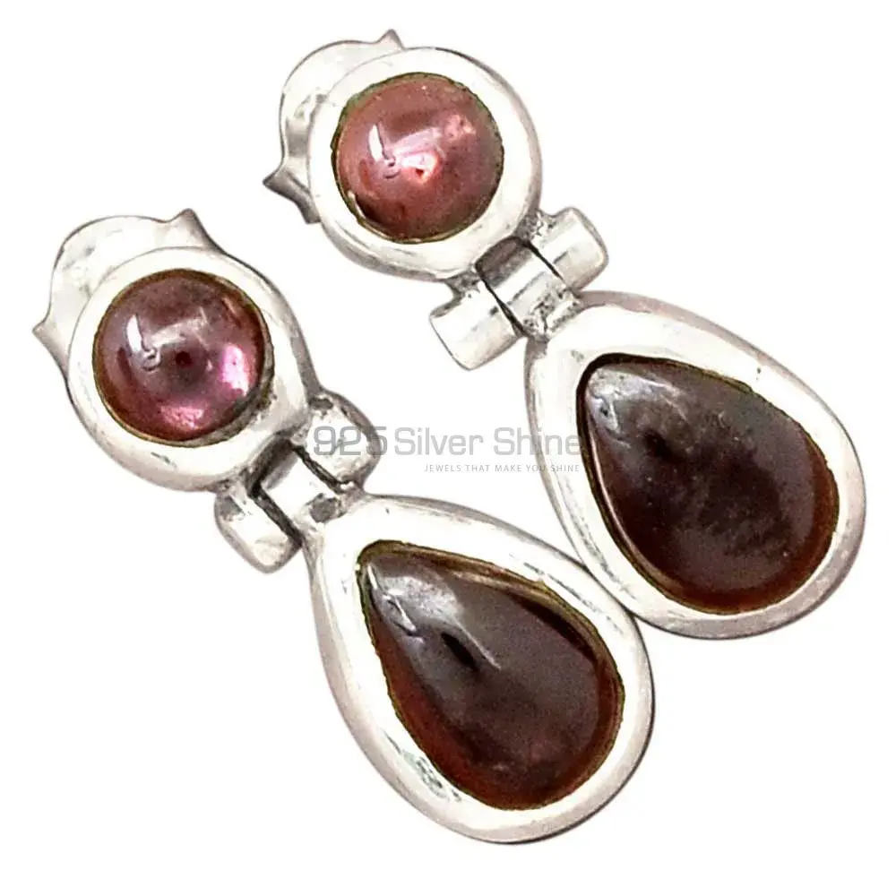 Semi Precious Garnet Gemstone Earrings Manufacturer In 925 Sterling Silver Jewelry 925SE2215_1