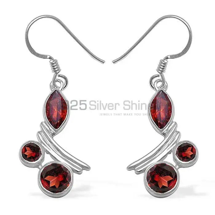 Semi Precious Garnet Gemstone Earrings In 925 Sterling Silver Jewelry 925SE1047_0