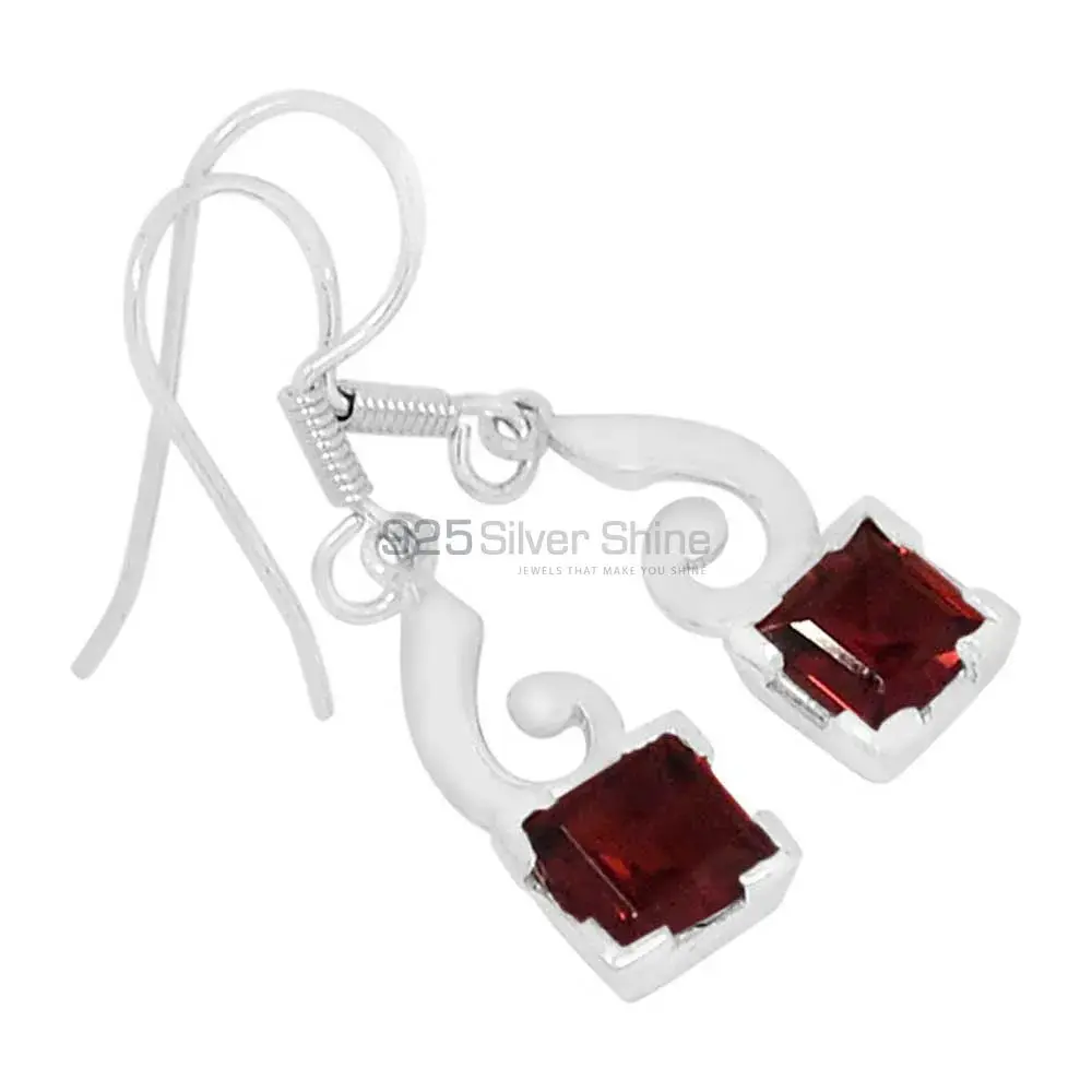 Semi Precious Garnet Gemstone Earrings In 925 Sterling Silver Jewelry 925SE573_0