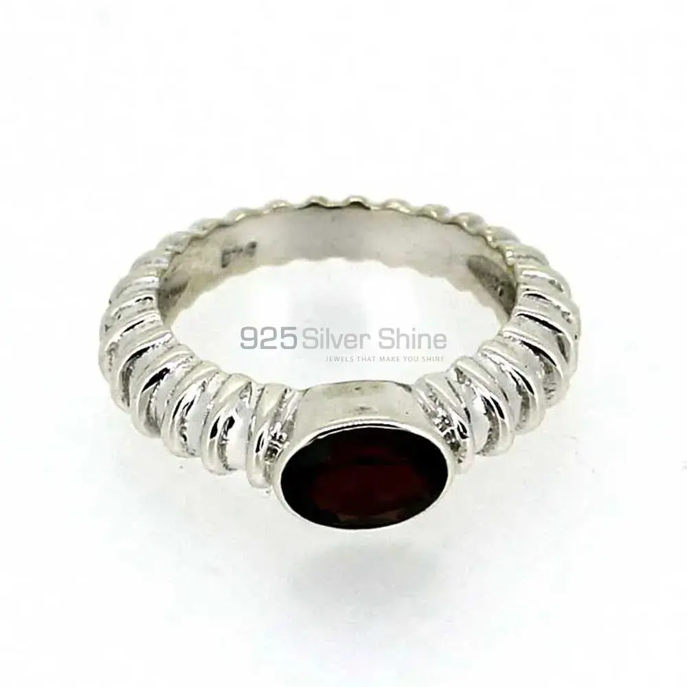 Sterling Silver Garnet Cut Stone Rings 925SR025-2
