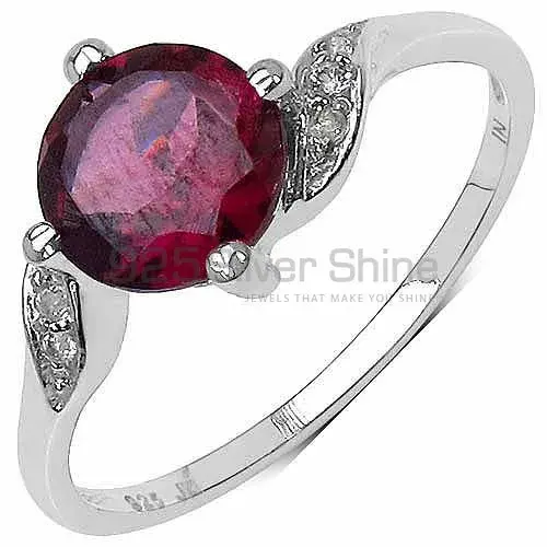 Sterling Silver Garnet And CZ Gemstone Rings 925SR3229_0