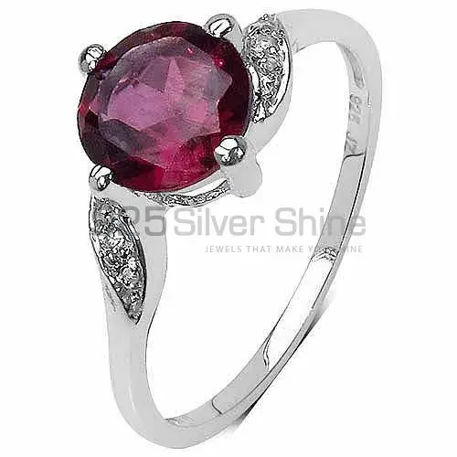 Sterling Silver Garnet And CZ Gemstone Rings 925SR3229_2