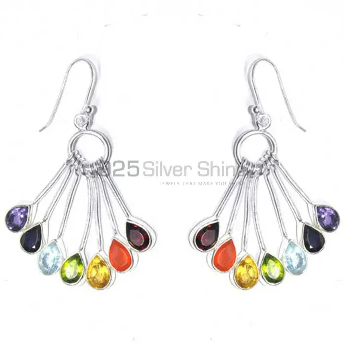 Semi Precious Gemstone Chakra Earring With Sterling Silver SSCE109