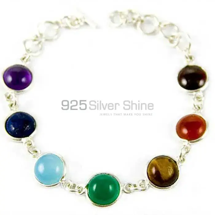 Semi Precious Gemstone Chakra Pendant With Sterling Silver Jewelry SSCB114