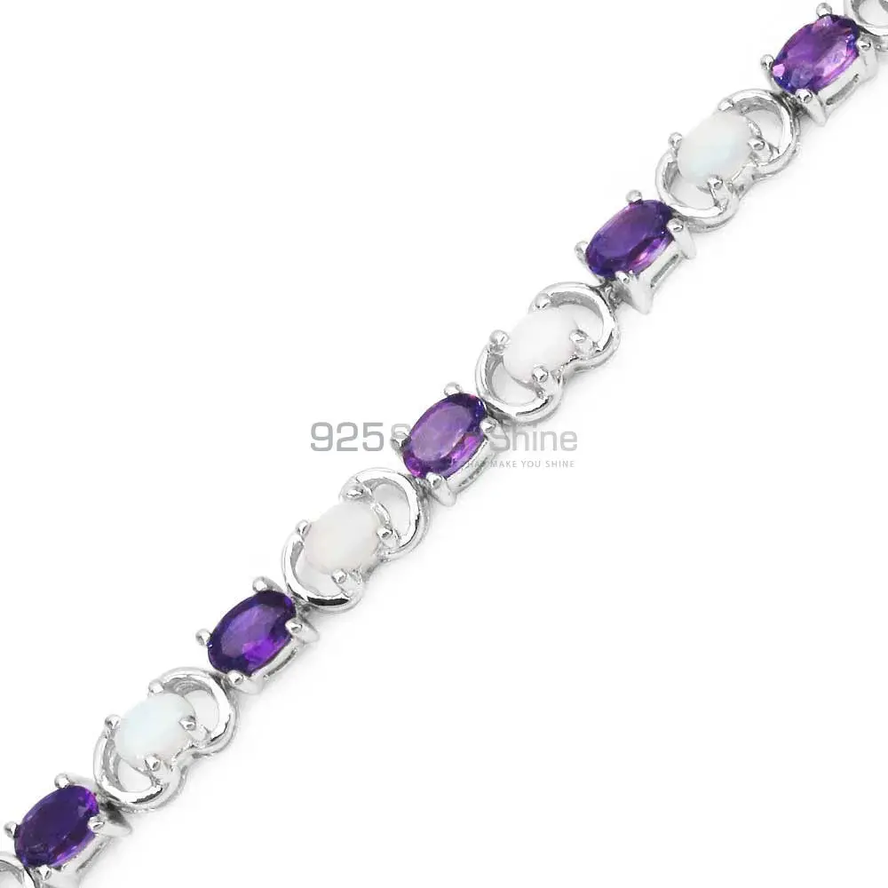 Semi Precious Gemstone Tennis Bracelets In 925 Sterling Silver Jewelry 925SB160