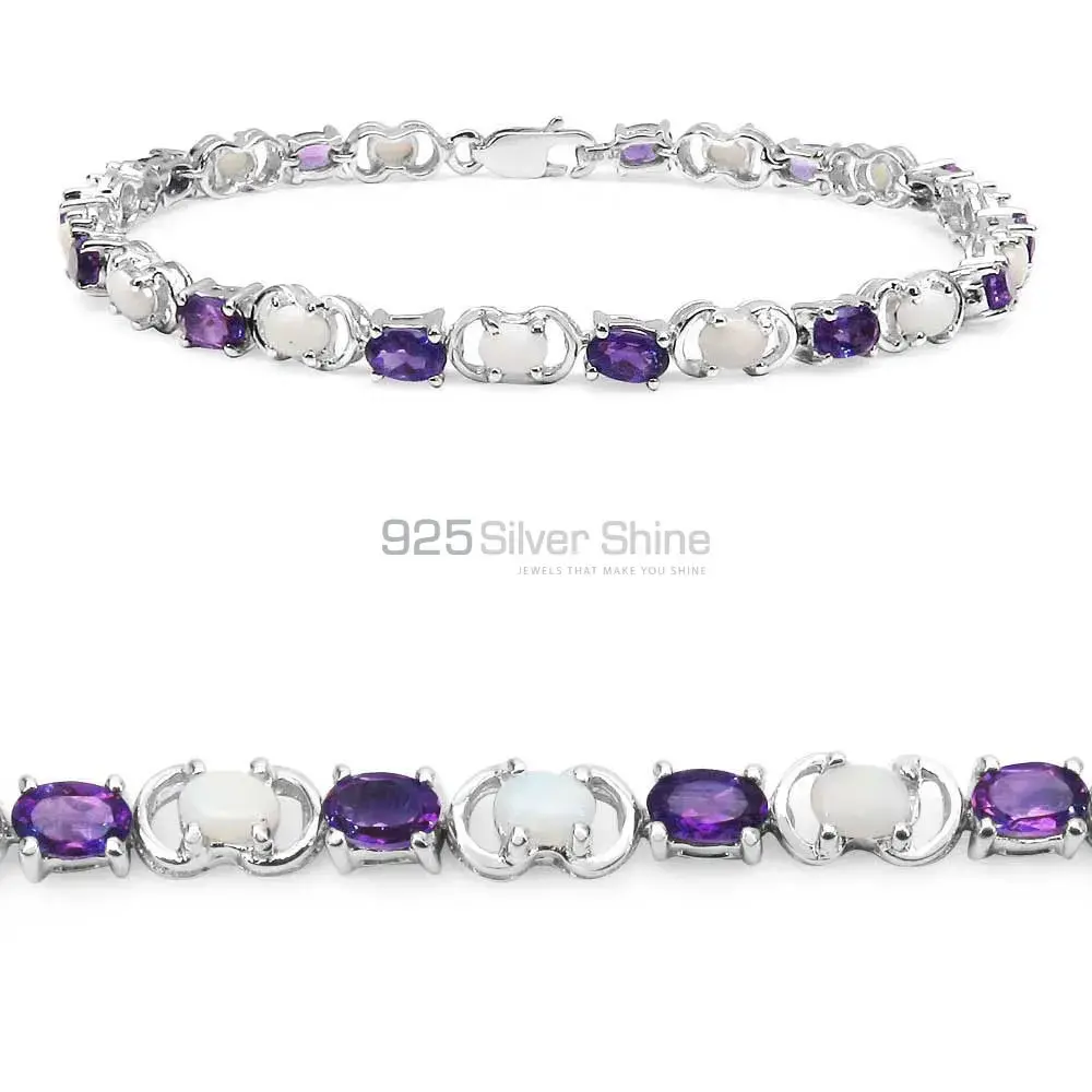 Semi Precious Gemstone Tennis Bracelets In 925 Sterling Silver Jewelry 925SB160_1