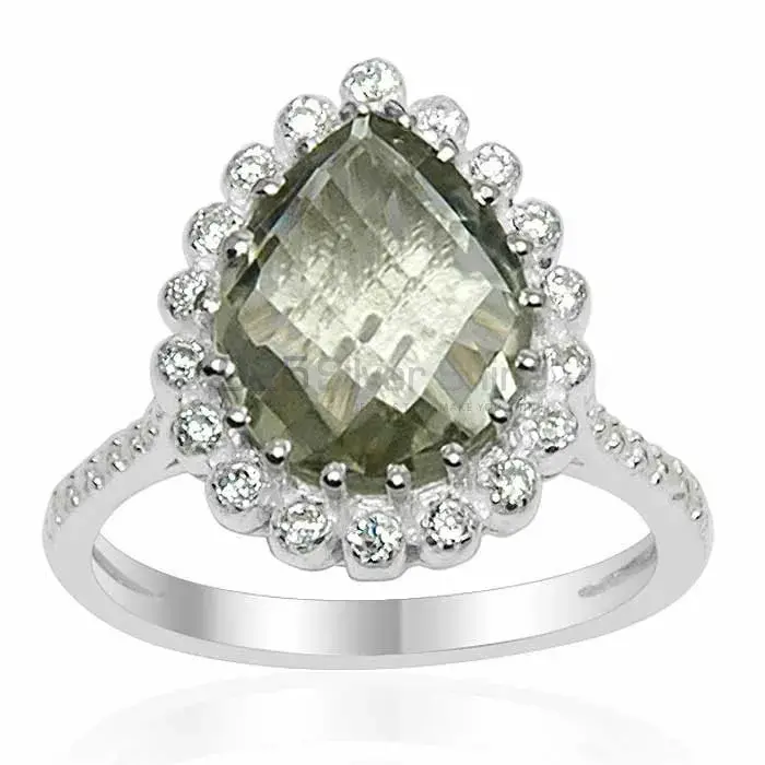 Green Amethyst Chekar Cut 925 Silver Rings 925SR1534