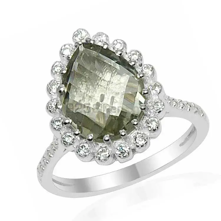 Green Amethyst Chekar Cut 925 Silver Rings 925SR1534_1