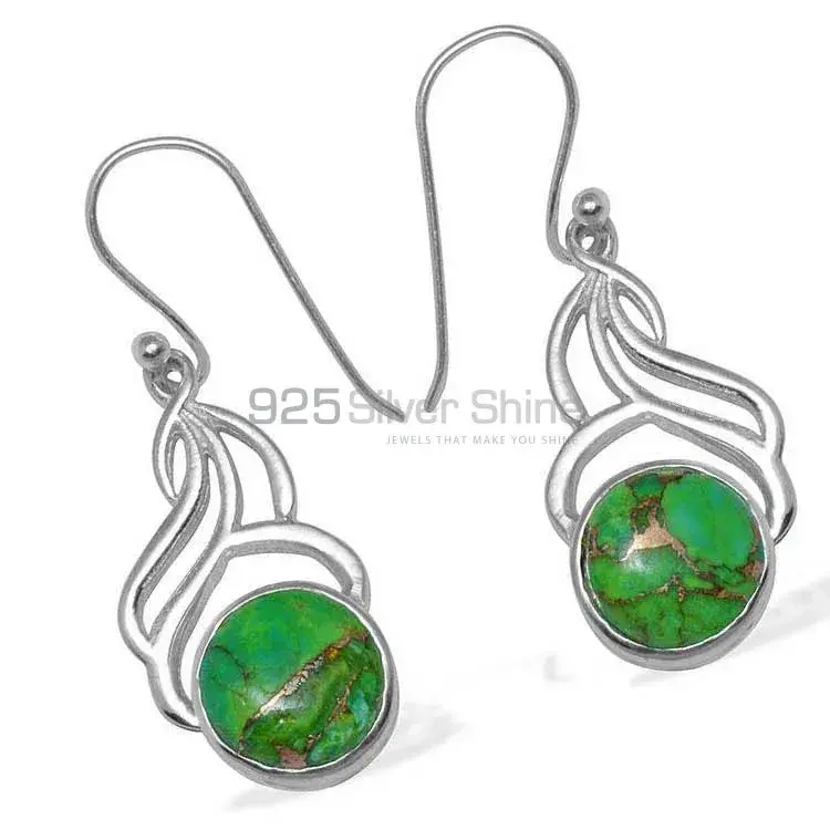 Green Copper Turquoise Gemstone Earrings Suppliers In 925 Sterling Silver Jewelry 925SE810_0