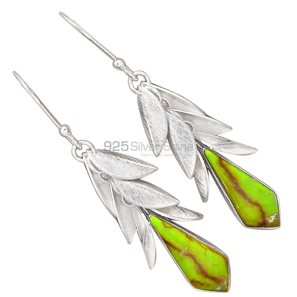 Green Copper Turquoise Gemstone Earrings Wholesaler In 925 Sterling Silver Jewelry 925SE2998_1