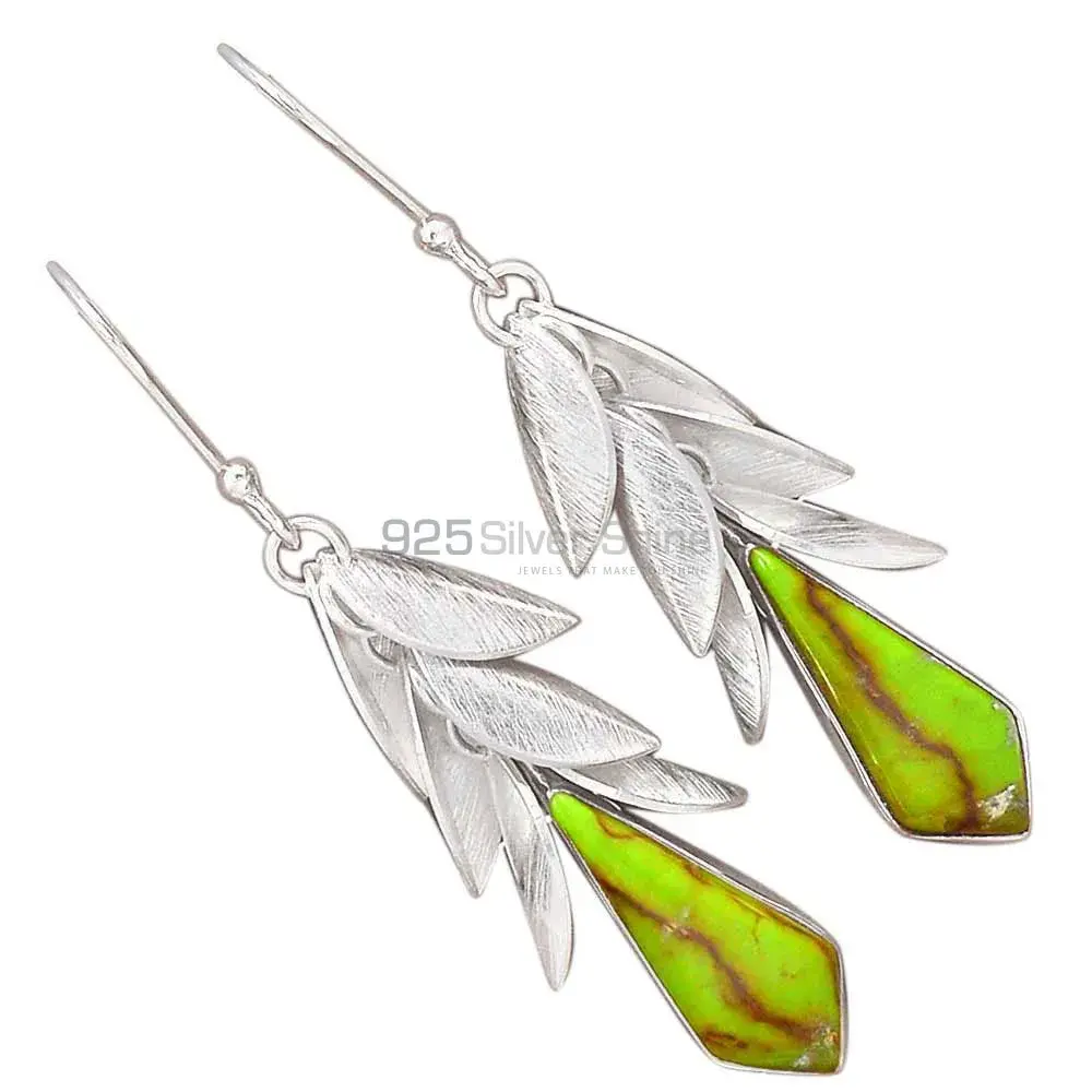 Green Copper Turquoise Gemstone Earrings In 925 Sterling Silver Jewelry 925SE2998_2