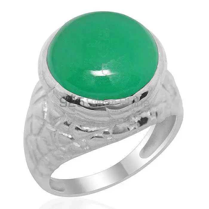 Semi Precious Green Onyx Gemstone Rings Exporters In 925 Sterling Silver Jewelry 925SR2178