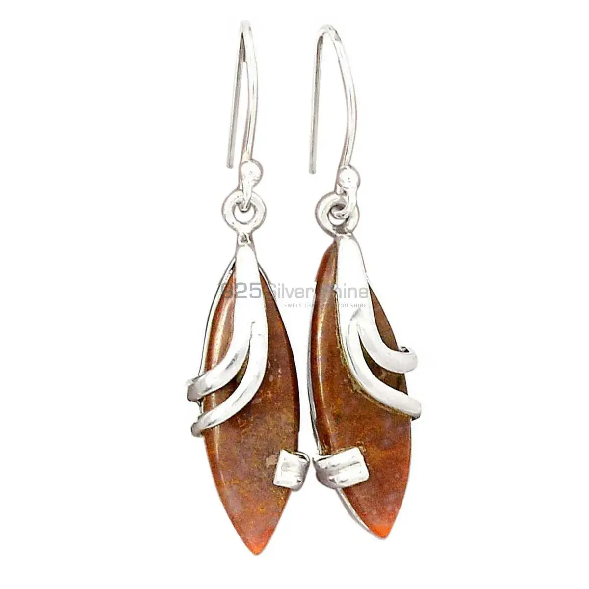 Semi Precious honey aragonite Gemstone Earrings In Solid 925 Silver 925SE2106