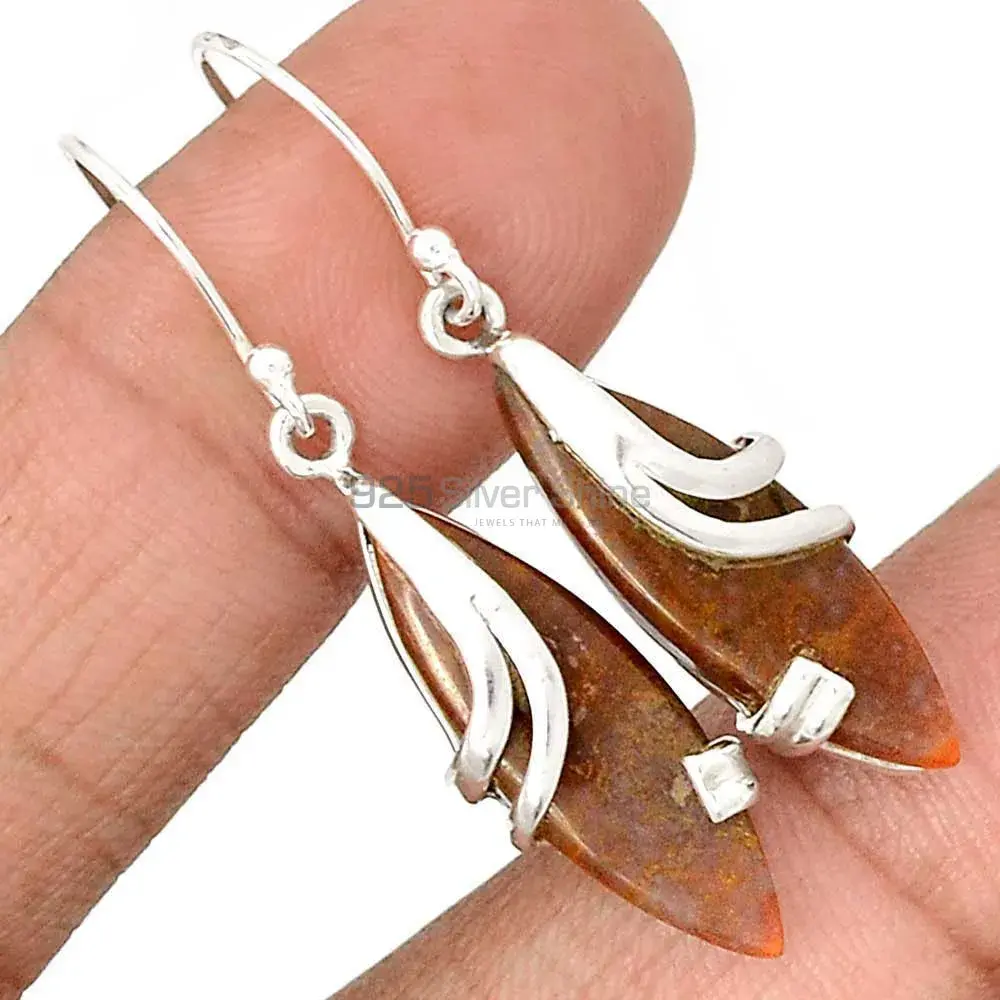 Semi Precious honey aragonite Gemstone Earrings In Solid 925 Silver 925SE2106_0