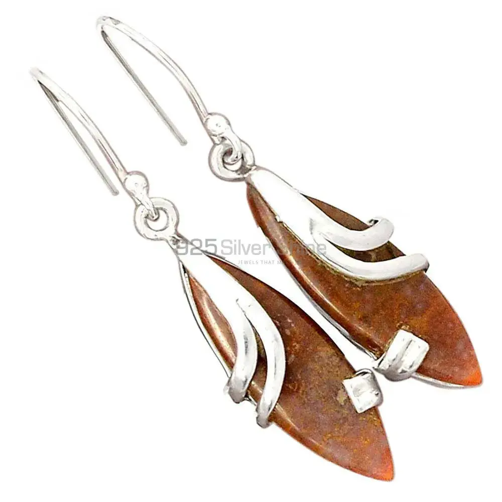 Semi Precious honey aragonite Gemstone Earrings In Solid 925 Silver 925SE2106_1