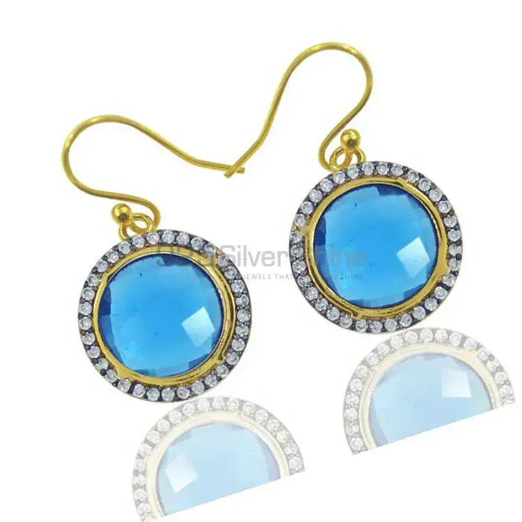 Semi Precious Hydro Blue Topaz Gemstone Earrings In 925 Sterling Silver 925SE2002_0