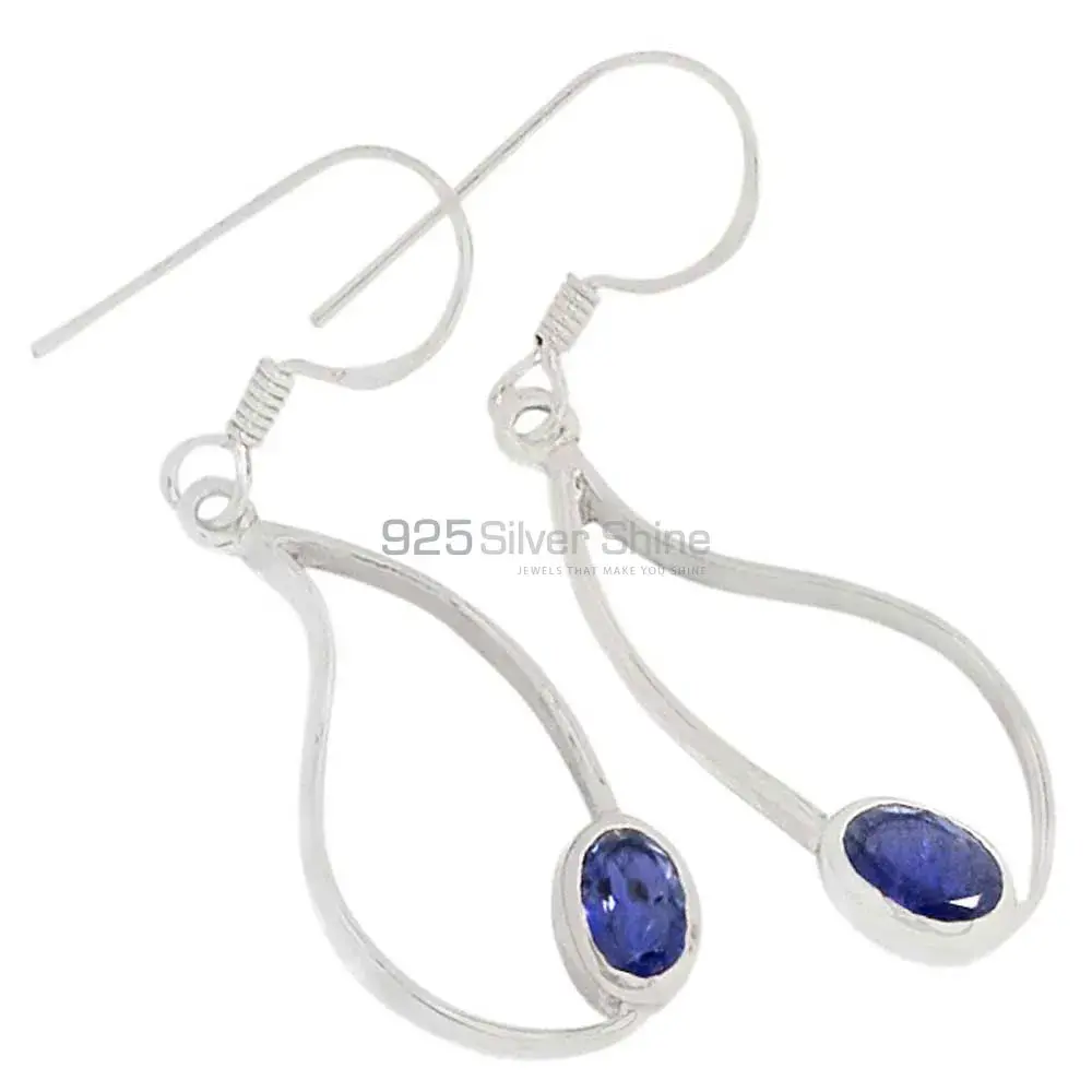 Semi Precious Iolite Gemstone Earrings In 925 Sterling Silver 925SE388