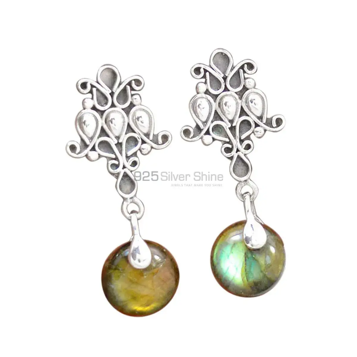 Semi Precious Labradorite Gemstone Earrings Exporters In 925 Sterling Silver Jewelry 925SE2054