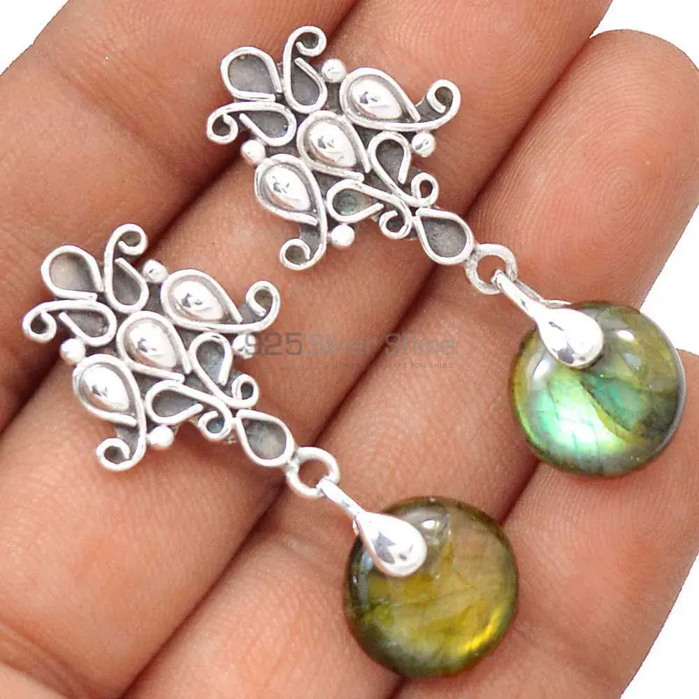 Semi Precious Labradorite Gemstone Earrings In 925 Sterling Silver Jewelry 925SE2054_1