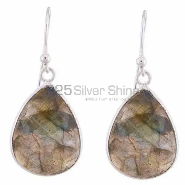 Semi Precious Labradorite Gemstone Earrings In Fine 925 Sterling Silver 925SE1175