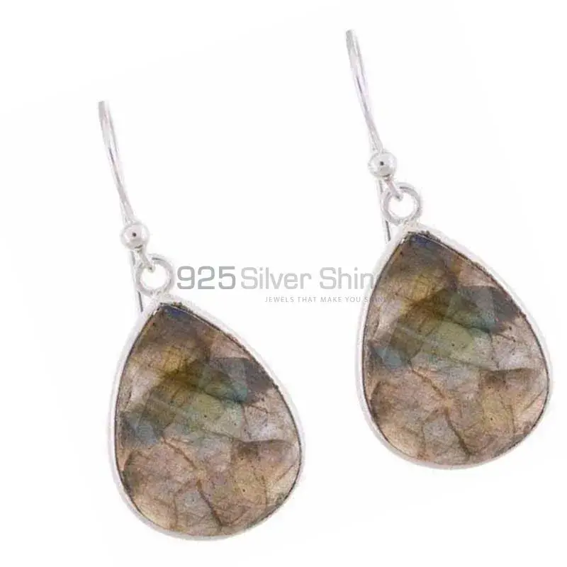 Semi Precious Labradorite Gemstone Earrings In Fine 925 Sterling Silver 925SE1175_0