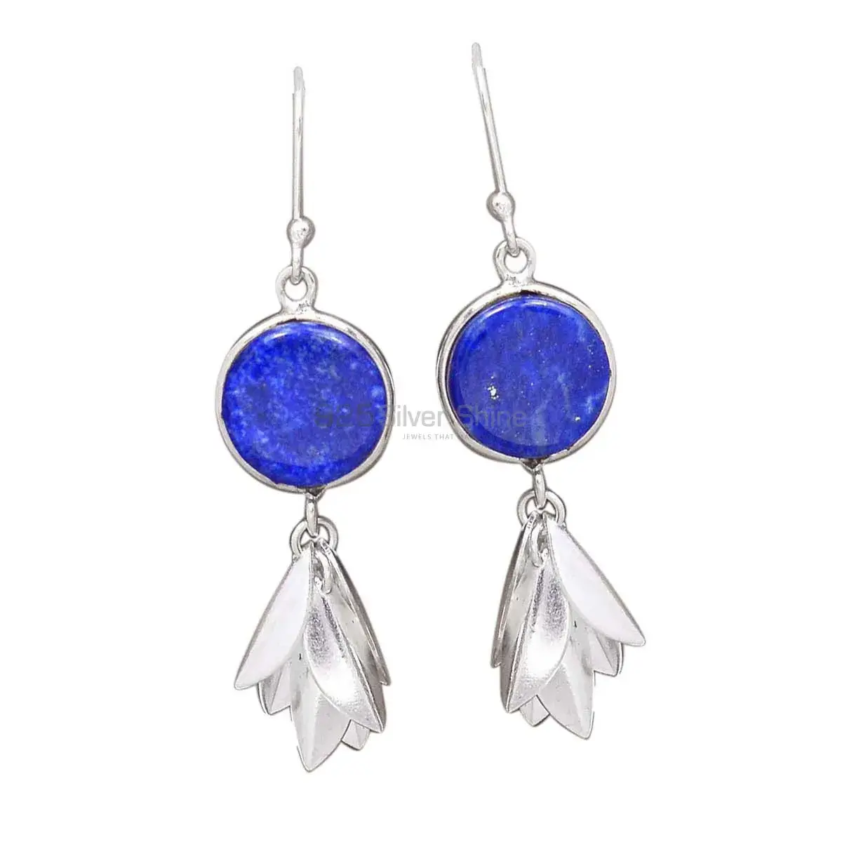 Semi Precious Lapis Gemstone Earrings In Fine 925 Sterling Silver 925SE3059_0
