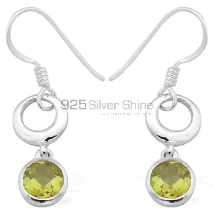 Semi Precious Lemon Quartz Gemstone Earrings Exporters In 925 Sterling Silver Jewelry 925SE971