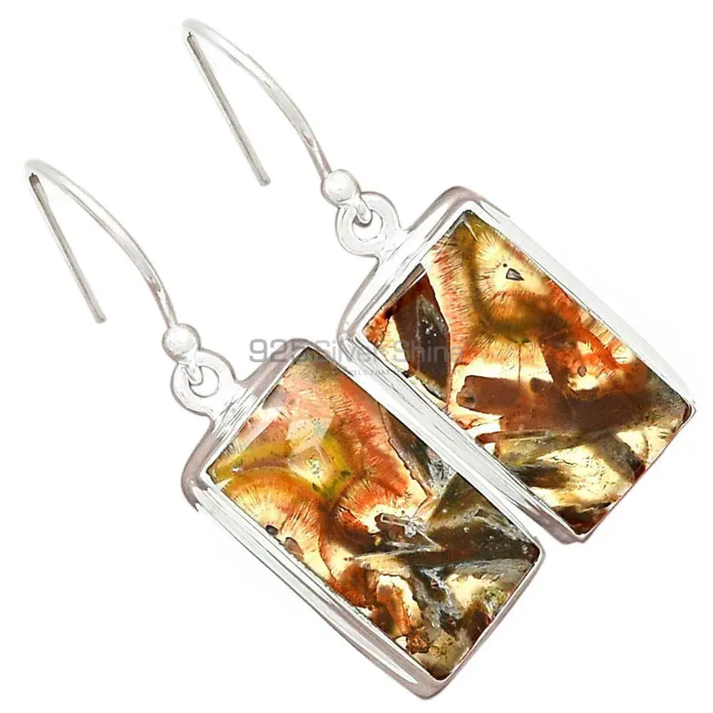 Semi Precious Montana Agate Gemstone Earrings In Fine 925 Sterling Silver 925SE2583_1