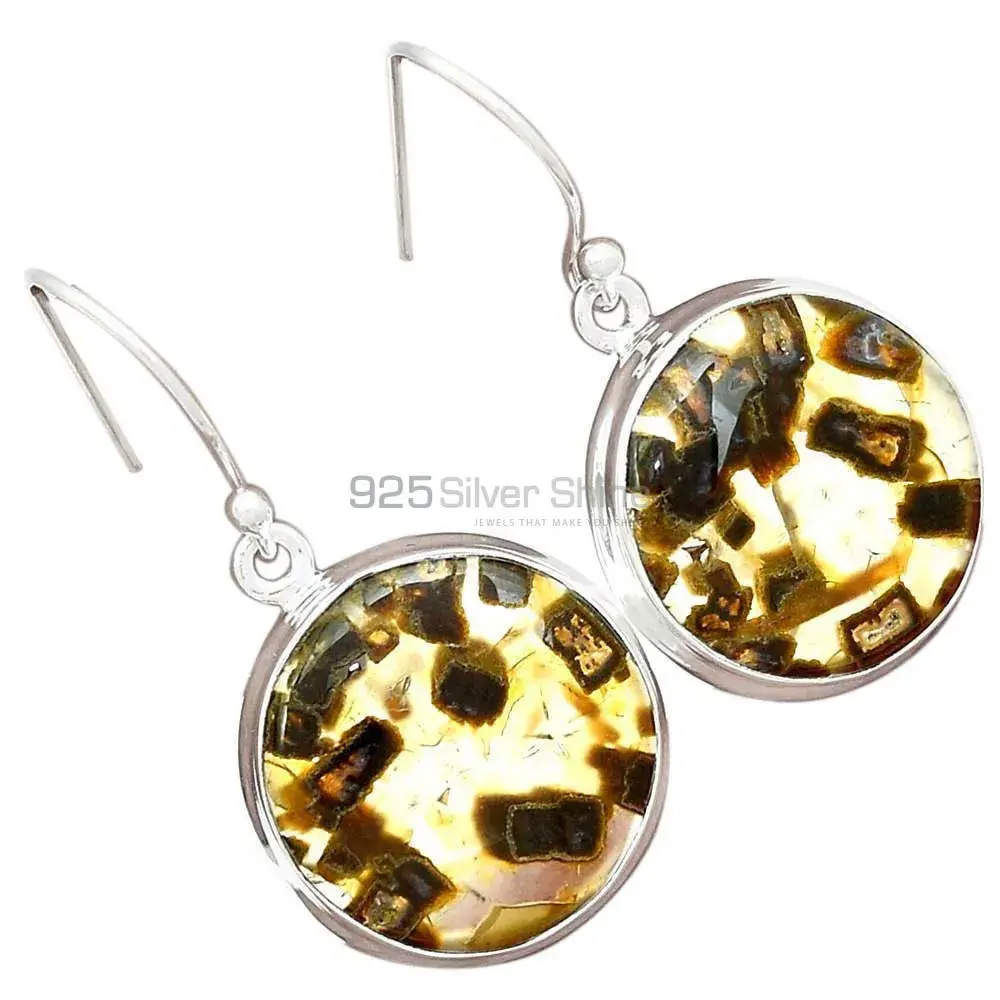 Semi Precious Montana Agate Gemstone Earrings In Fine 925 Sterling Silver 925SE2583_4