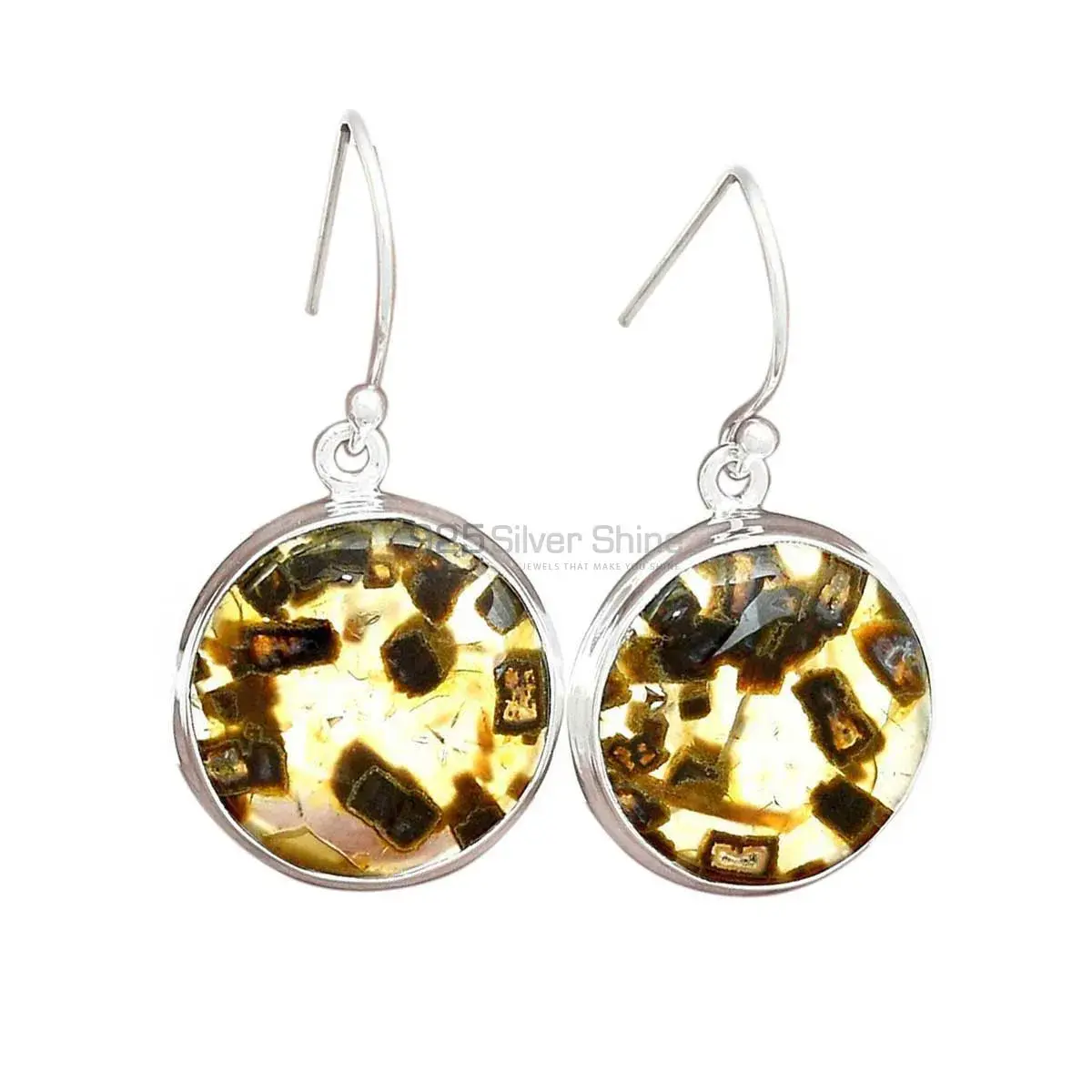 Semi Precious Montana Agate Gemstone Earrings In Fine 925 Sterling Silver 925SE2583_3