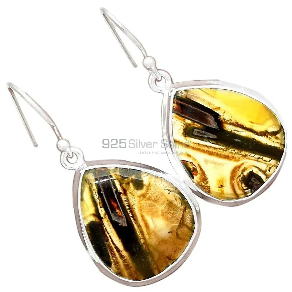 Semi Precious Montana Agate Gemstone Earrings In Fine 925 Sterling Silver 925SE2583_4