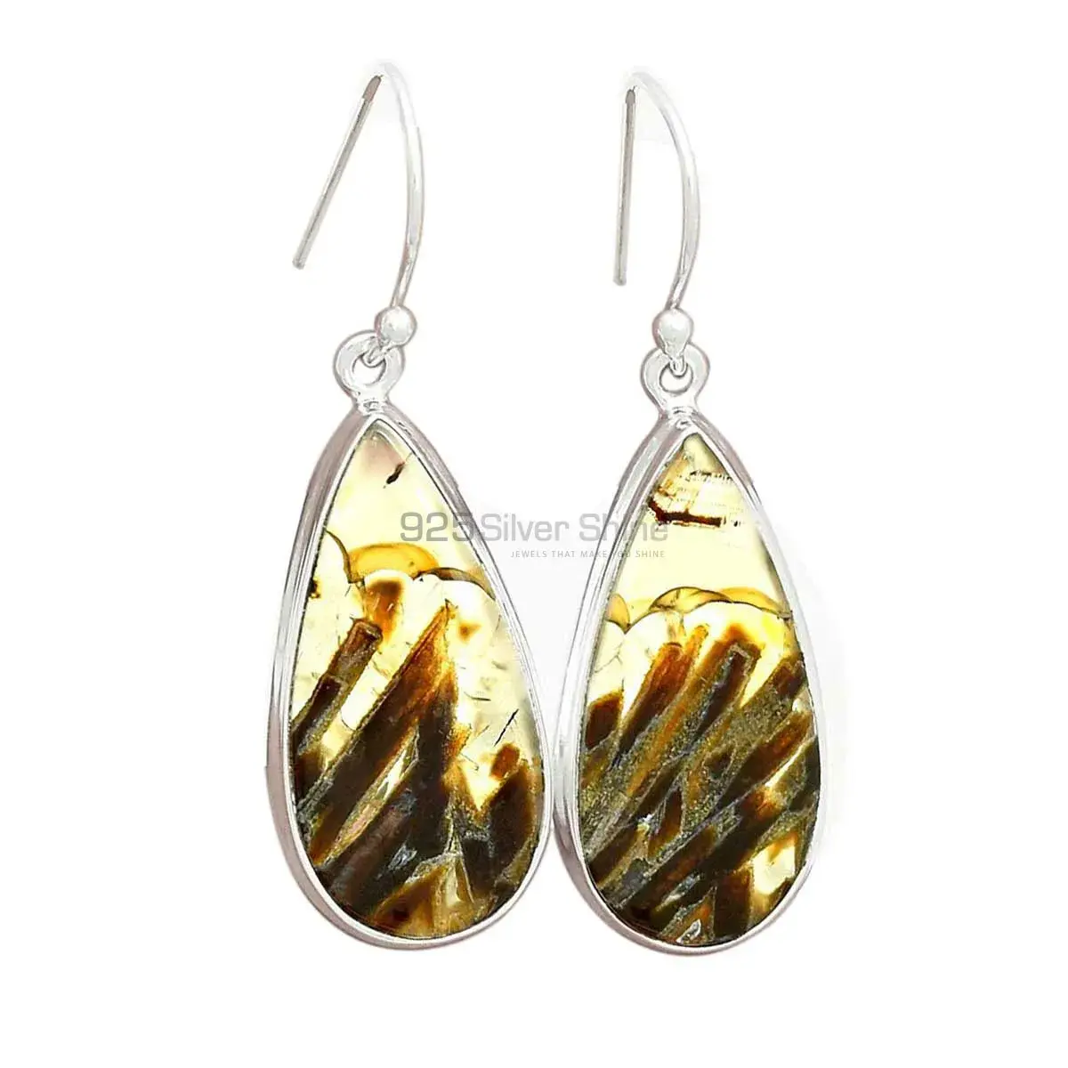 Semi Precious Montana Agate Gemstone Earrings In Fine 925 Sterling Silver 925SE2583_9