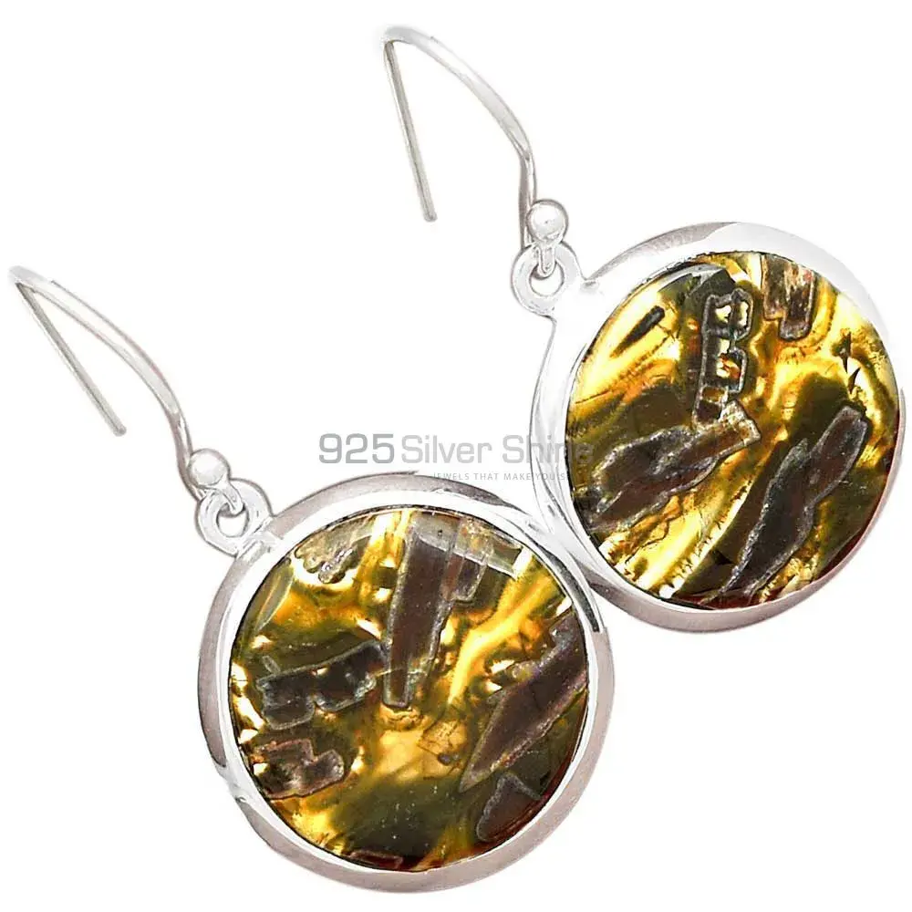 Semi Precious Montana Agate Gemstone Earrings In Fine 925 Sterling Silver 925SE2583_10