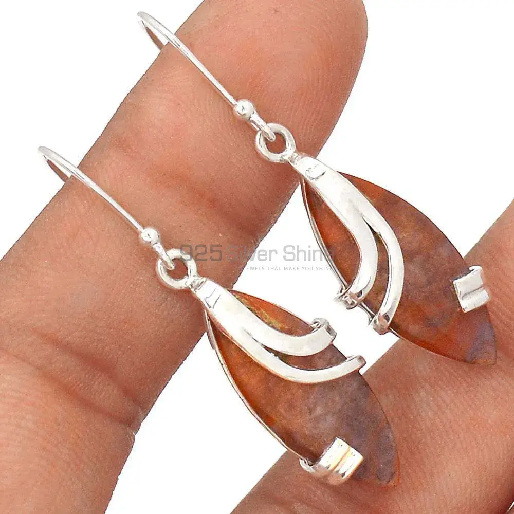 Semi Precious Mookaite Jasper Gemstone Earrings In 925 Sterling Silver 925SE2103_0