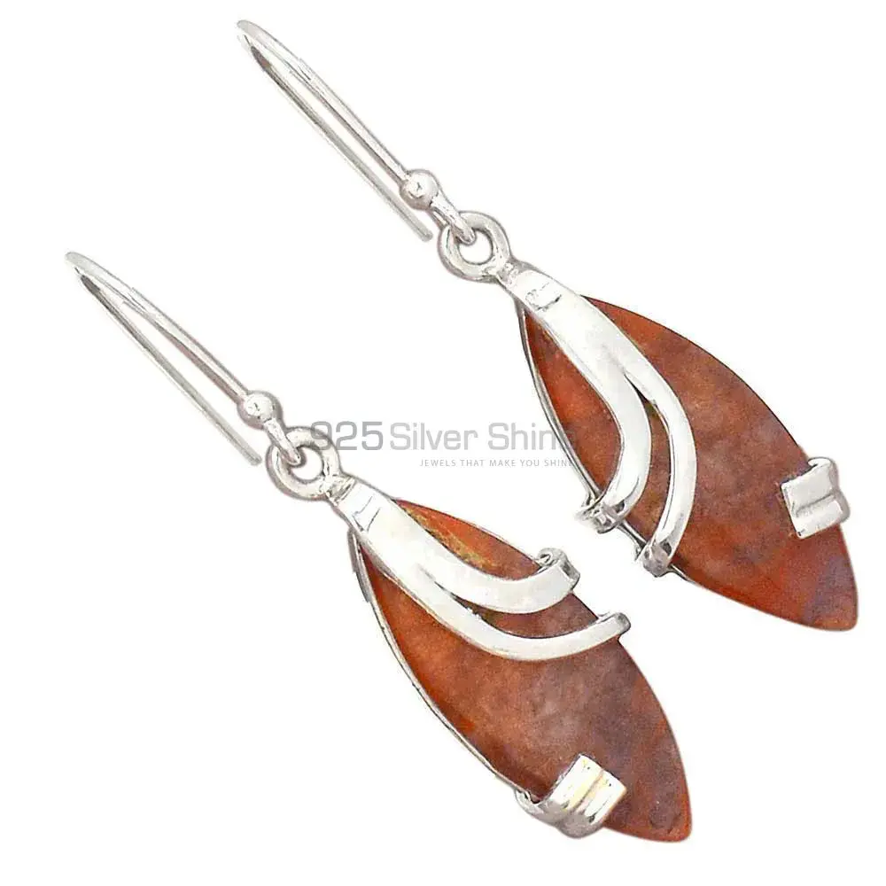 Semi Precious Mookaite Jasper Gemstone Earrings In 925 Sterling Silver 925SE2103_1