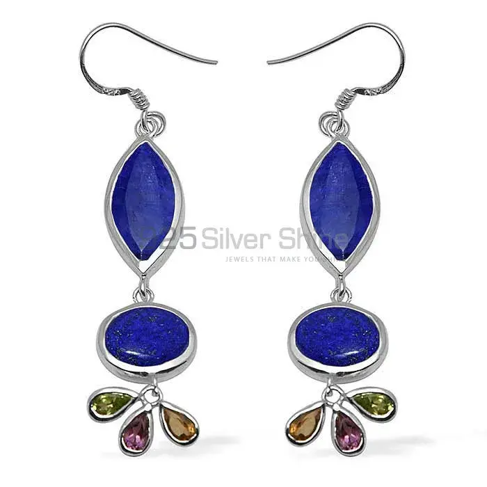 Semi Precious Multi Gemstone Earrings Exporters In 925 Sterling Silver Jewelry 925SE1050