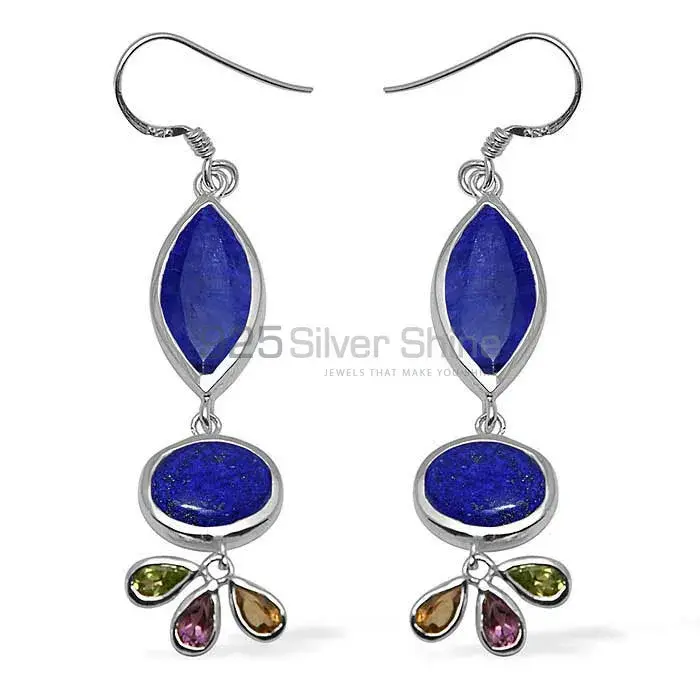 Semi Precious Multi Gemstone Earrings In 925 Sterling Silver Jewelry 925SE1050_0