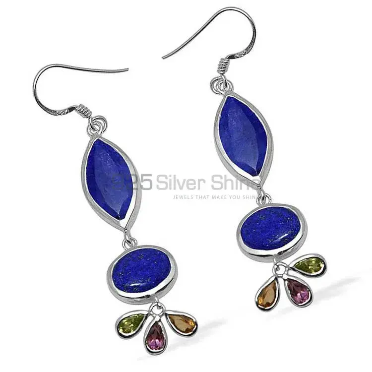 Semi Precious Multi Gemstone Earrings Exporters In 925 Sterling Silver Jewelry 925SE1050_0
