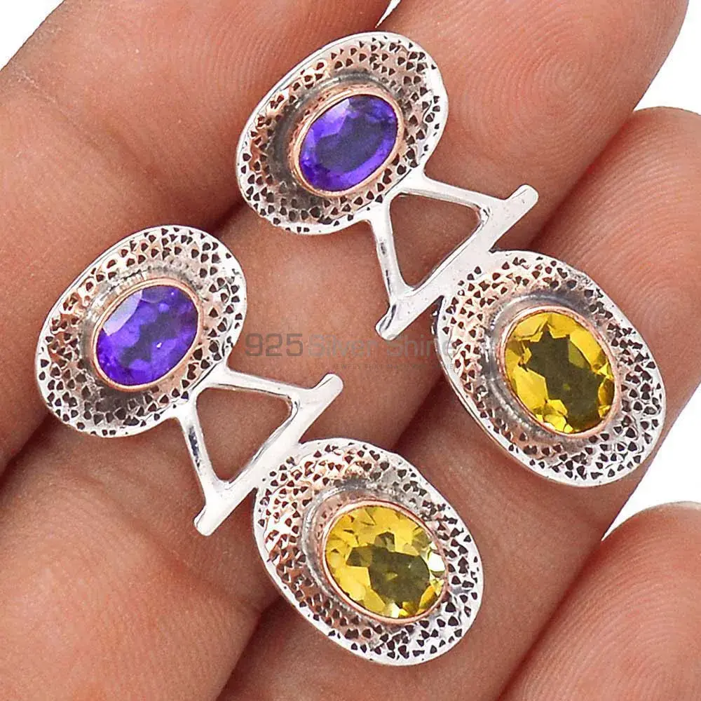 Semi Precious Multi Gemstone Earrings Exporters In 925 Sterling Silver Jewelry 925SE2133_0
