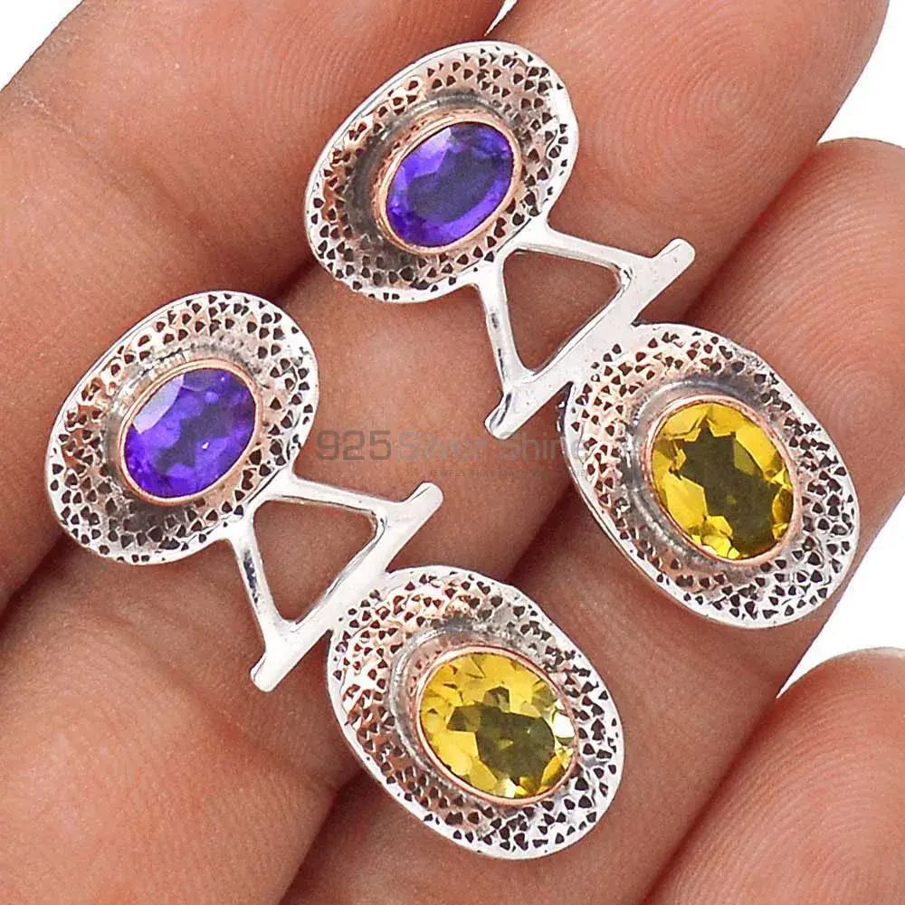 Semi Precious Multi Gemstone Earrings In 925 Sterling Silver Jewelry 925SE2133_1