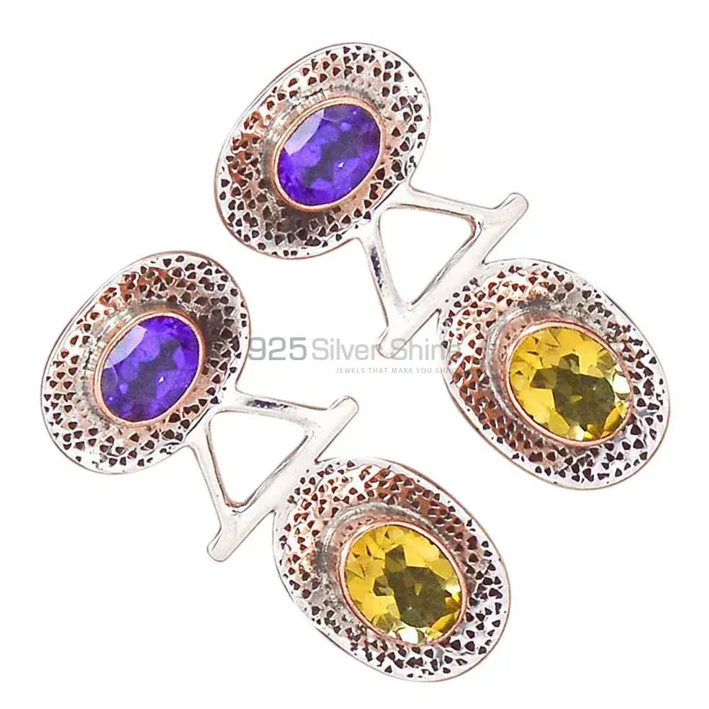 Semi Precious Multi Gemstone Earrings Exporters In 925 Sterling Silver Jewelry 925SE2133_1