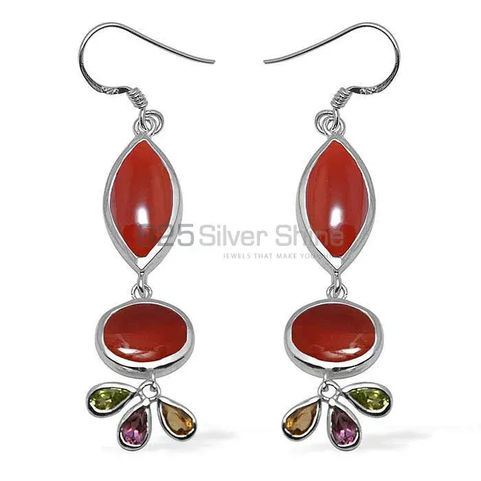 Semi Precious Multi Gemstone Earrings Manufacturer In 925 Sterling Silver Jewelry 925SE1053