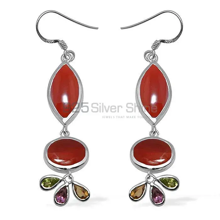 Semi Precious Multi Gemstone Earrings In 925 Sterling Silver Jewelry 925SE1053_0